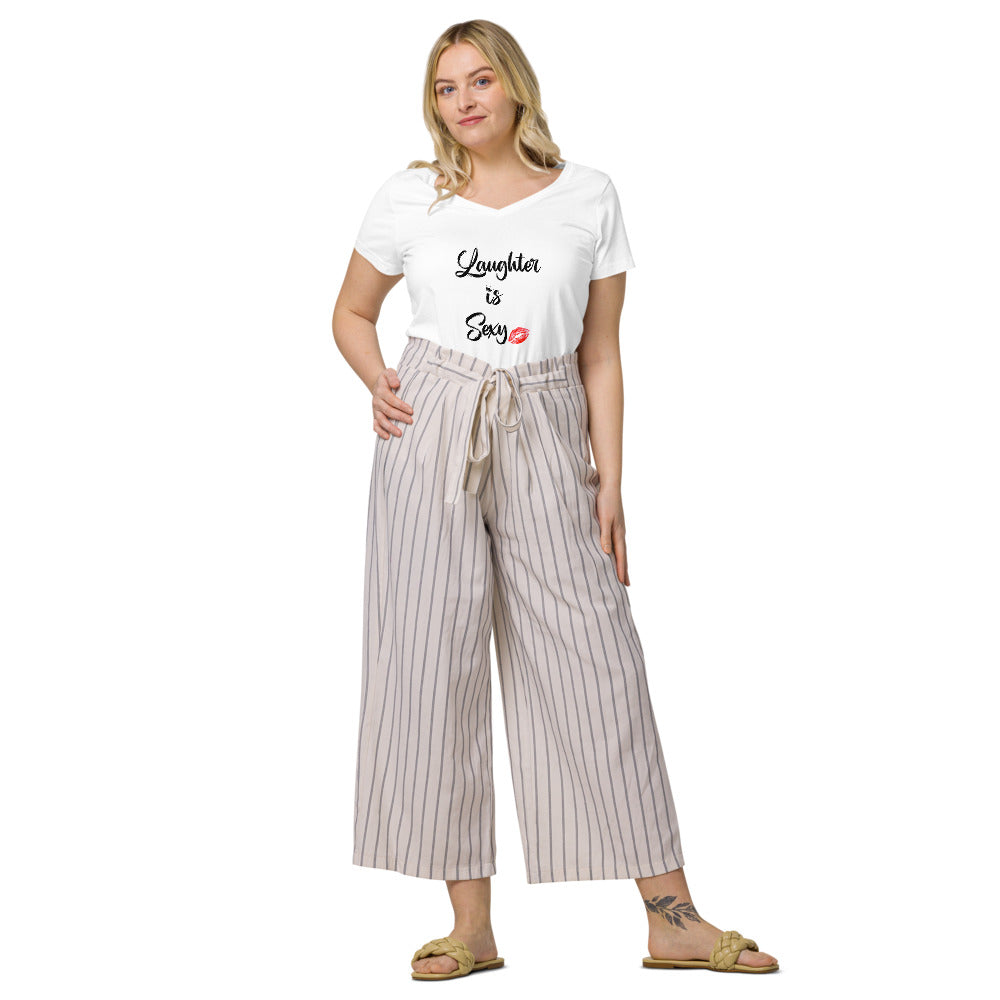 Laughter is Sexy v-neck white t-shirt
