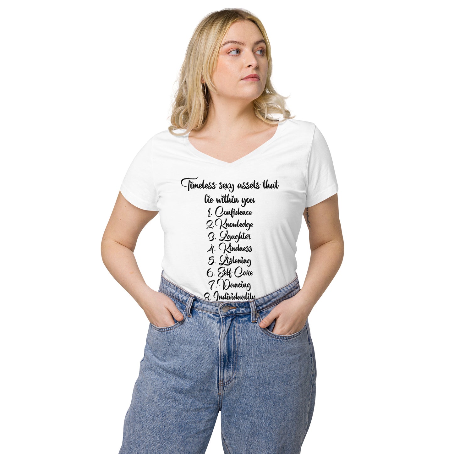 Timeless sexy assets v-neck white t-shirt
