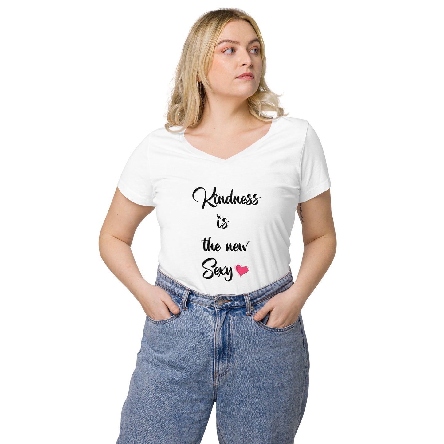 Kindness is the new sexy v-neck white t-shirt
