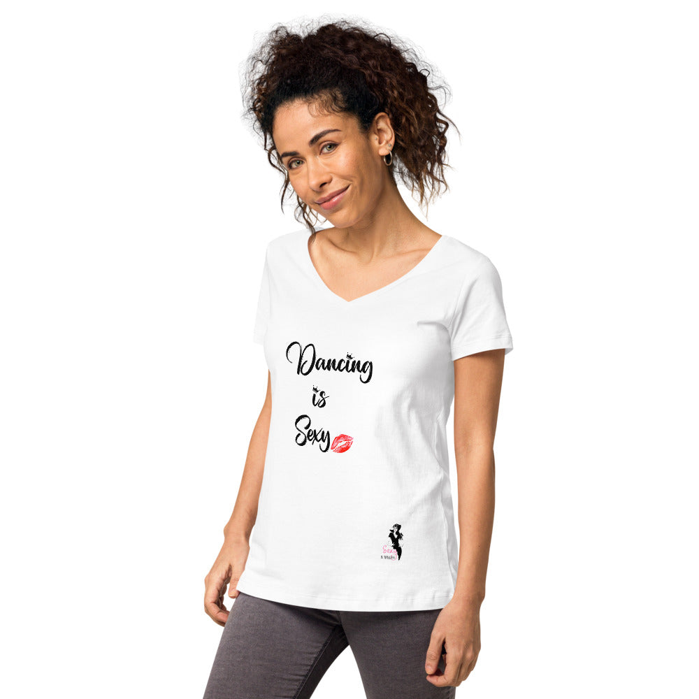 Dancing is sexy v-neck white t-shirt
