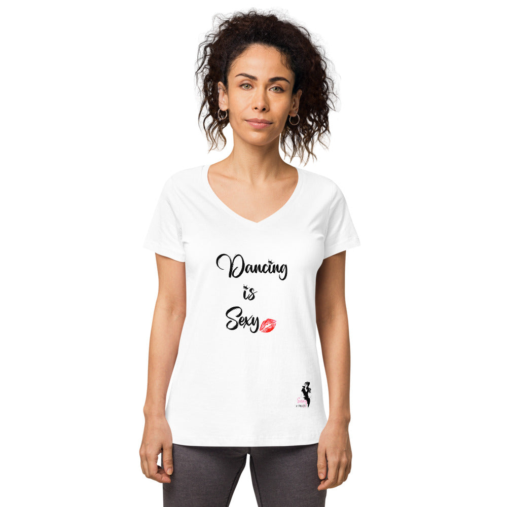 Dancing is sexy v-neck white t-shirt