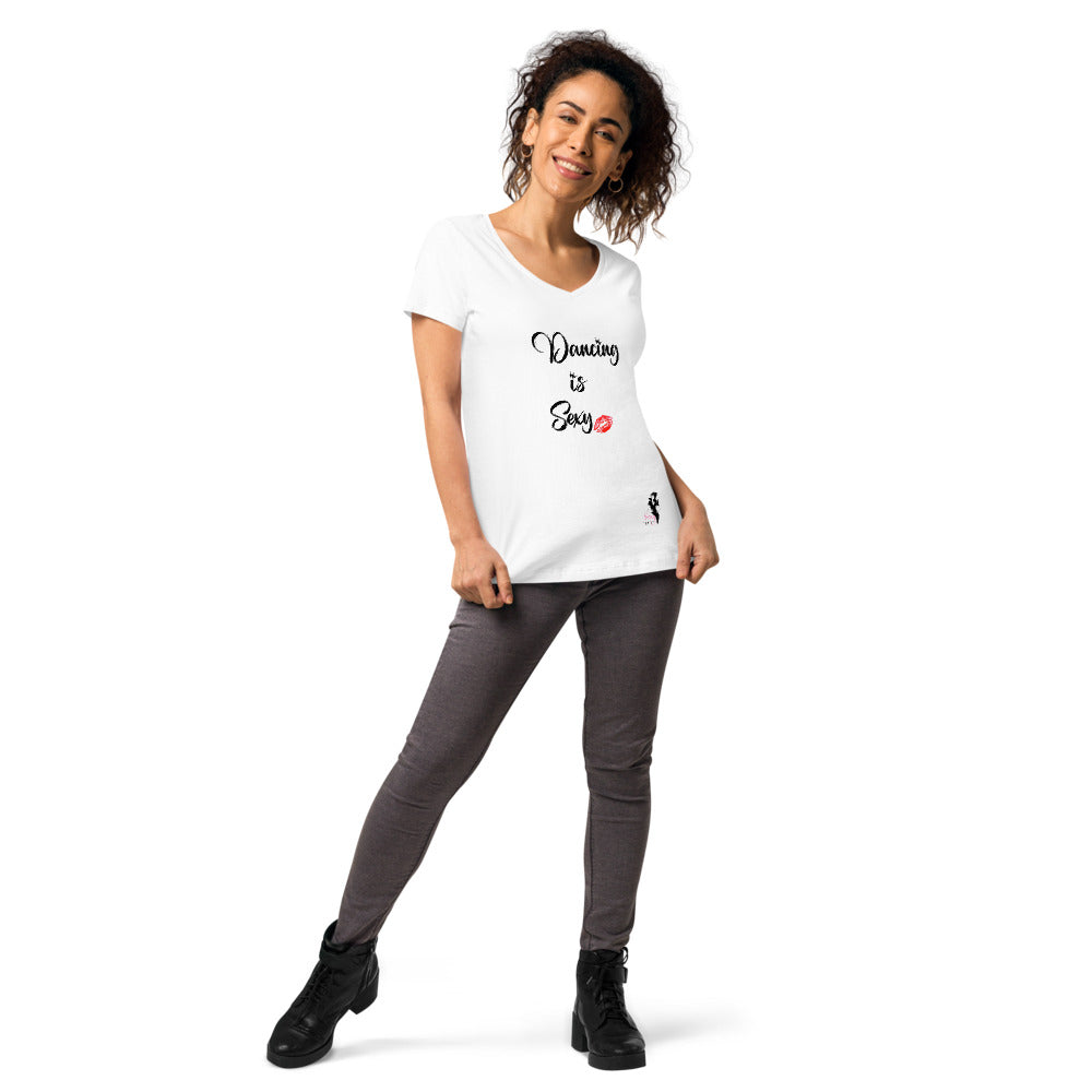 Dancing is sexy v-neck white t-shirt